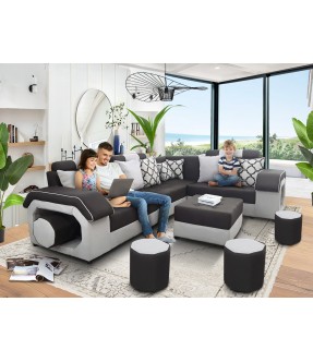 SOFA ALBERTA L SHAPE BED+4 POUFF+6BIG/2SMALL CUSH